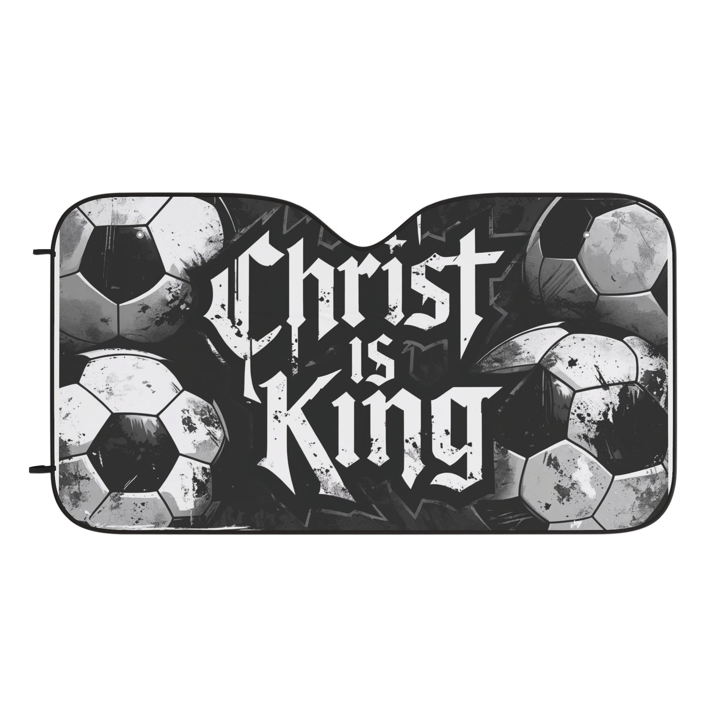 Car Sun Shade - Soccer Themed Christ is King Design